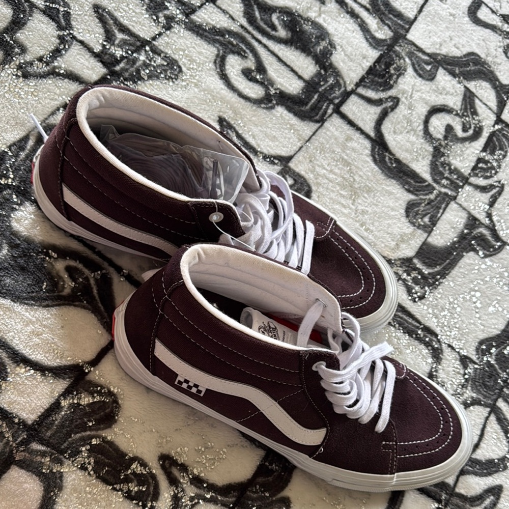 Vans Brown and White Classic Sneakers
